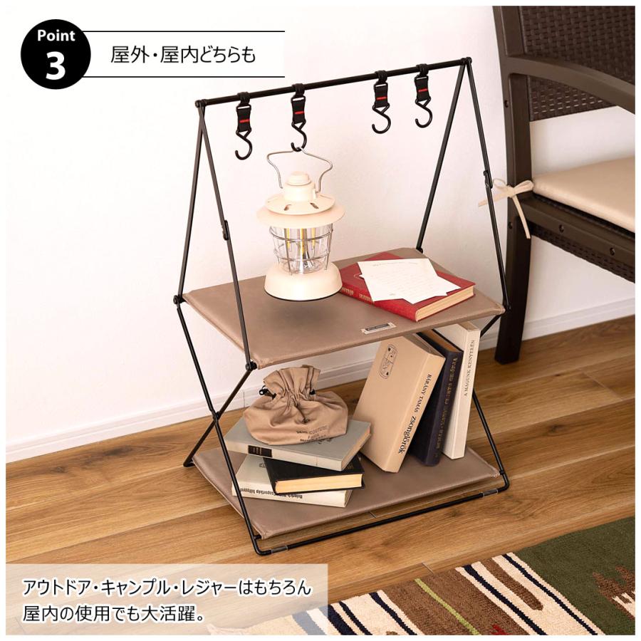 折りたたみラック フォールディング ハンギング フック付き 棚板 MDF 持ち運び 簡単 アウトドア キャンプ イベント テーブル サイドテーブル ソファ 玄関 |  | 09