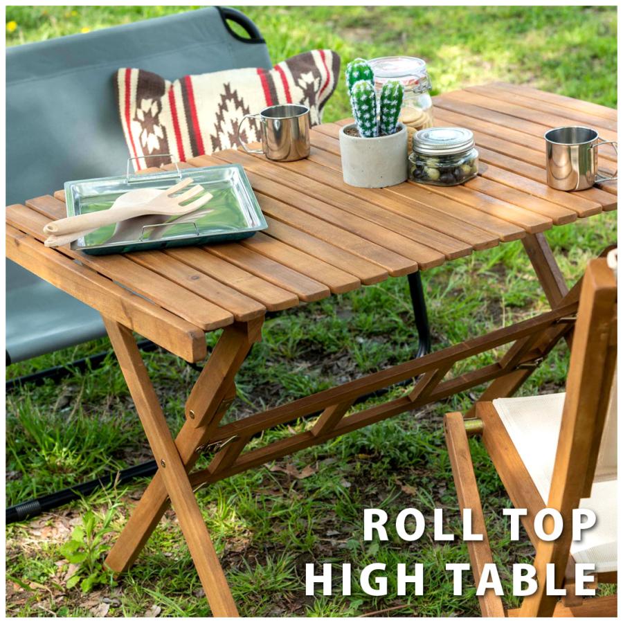 ロールトップ テーブル 折りたたみ 簡単組立 工具不要 専用収納バッグ付 天然木 木製 アカシア アウトドア キャンプ 屋内 幅100 奥行60 高さ64 持ち運び 作業台 |  | 04