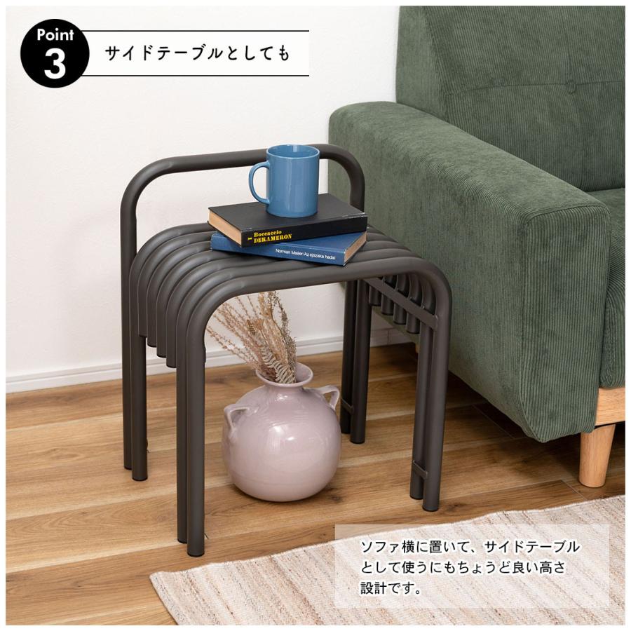 スツール 腰掛け チェア 座面高42cm スチール 粉体塗装 防錆性 丈夫 サイドテーブル 玄関スツール 花台 ディスプレイ ナイトテーブル モダン |  | 07