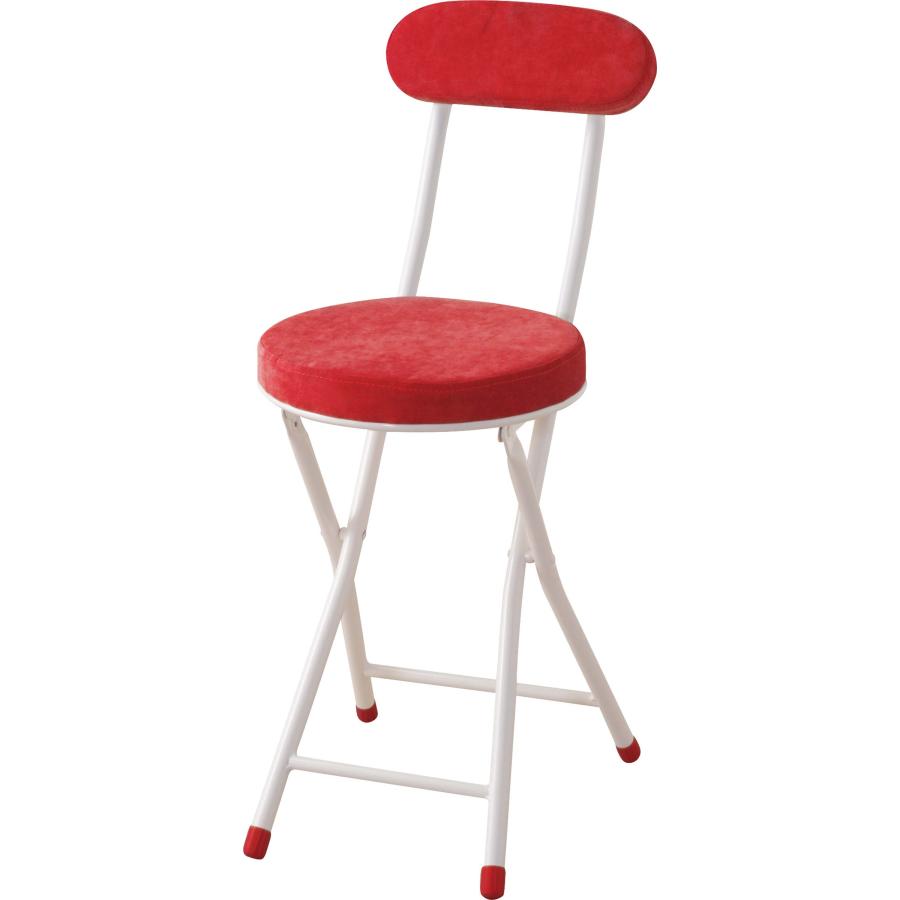 チェア 折りたたみ フォールディング 腰掛け 椅子 イス 円形 軽量 ベロア調生地 クッション 座面 厚み 座面高49cm 座径30cm 来客 ダイニング 作業 キッチン |  | 04