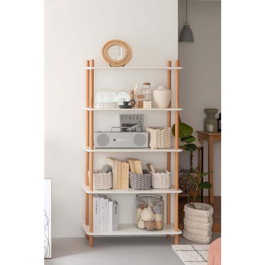 ラック 5段 シェルフ オープンシェルフ 天然木ビーチ 木製 簡単組立 工具不要 北欧 リビング ダイニング キッチン 書斎 寝室 クローゼット 玄関 薄型 収納 |  | 09