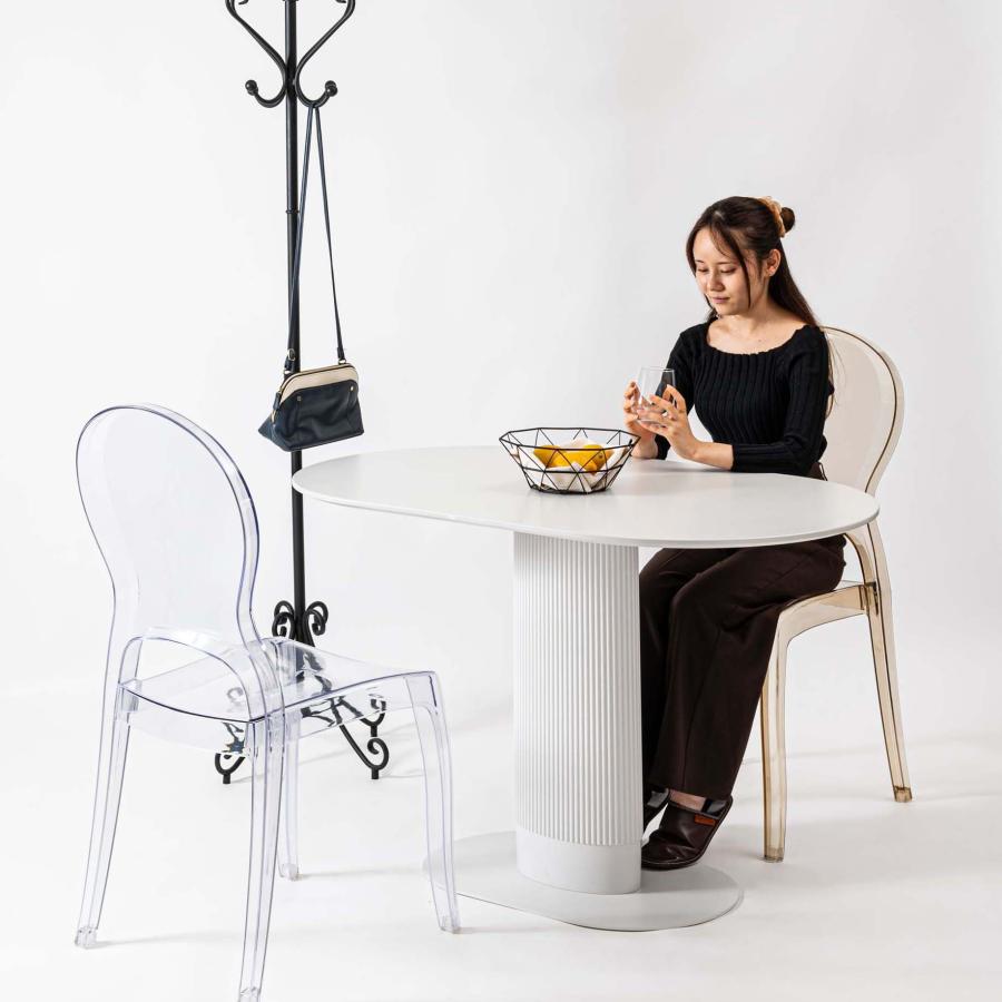 ダイニングテーブル おしゃれ 楕円 白 ホワイト 120cm 北欧 一本脚