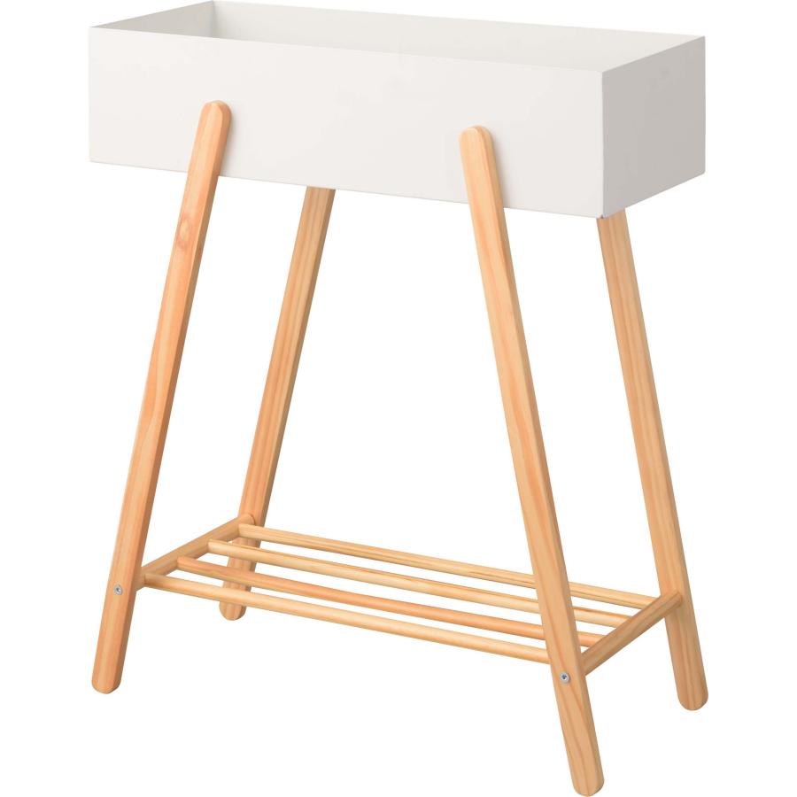 プランタースタンド ボックス ラック 棚付き 木製 天然木 ビーチ スチール 花台 ディスプレイ 北欧 ナチュラル 玄関 リビング 寝室 デスクラック 収納 |  | 02