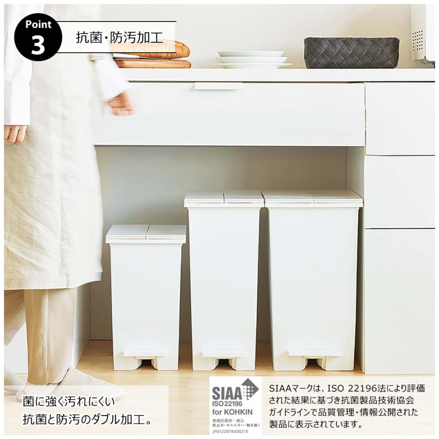 ゴミ箱 ダストボックス 20L ペダル式 キャスター付き ツイン 両開き 観音開き ごみ箱 フタ付き 袋止め付き 抗菌 防汚 キッチン リビング カウンター下 棚下 |  | 09