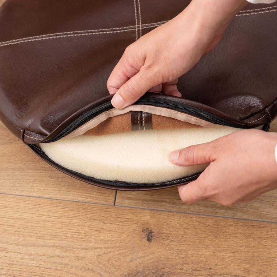 シートクッション クッション レザー ボンデッドレザー 再生本革 直径38cm 円形 ウレタン ヴィンテージ ステッチ チェア 椅子 スツール ベンチ 床 座布団 |  | 10