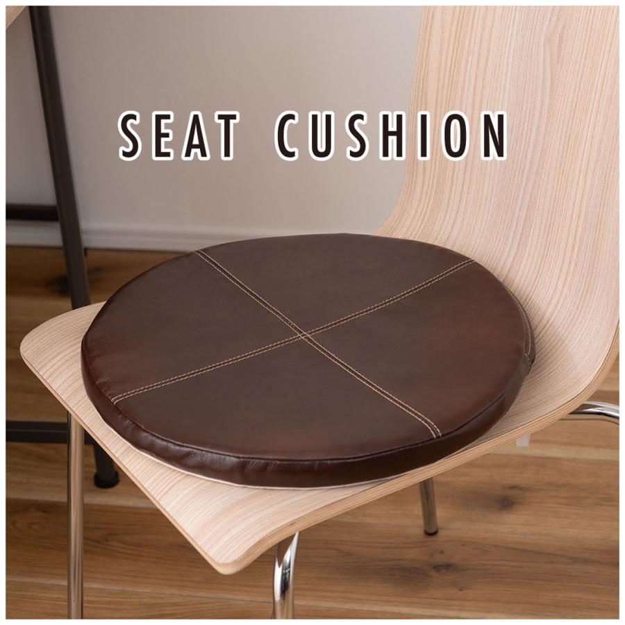 シートクッション クッション レザー ボンデッドレザー 再生本革 直径38cm 円形 ウレタン ヴィンテージ ステッチ チェア 椅子 スツール ベンチ 床 座布団 |  | 02