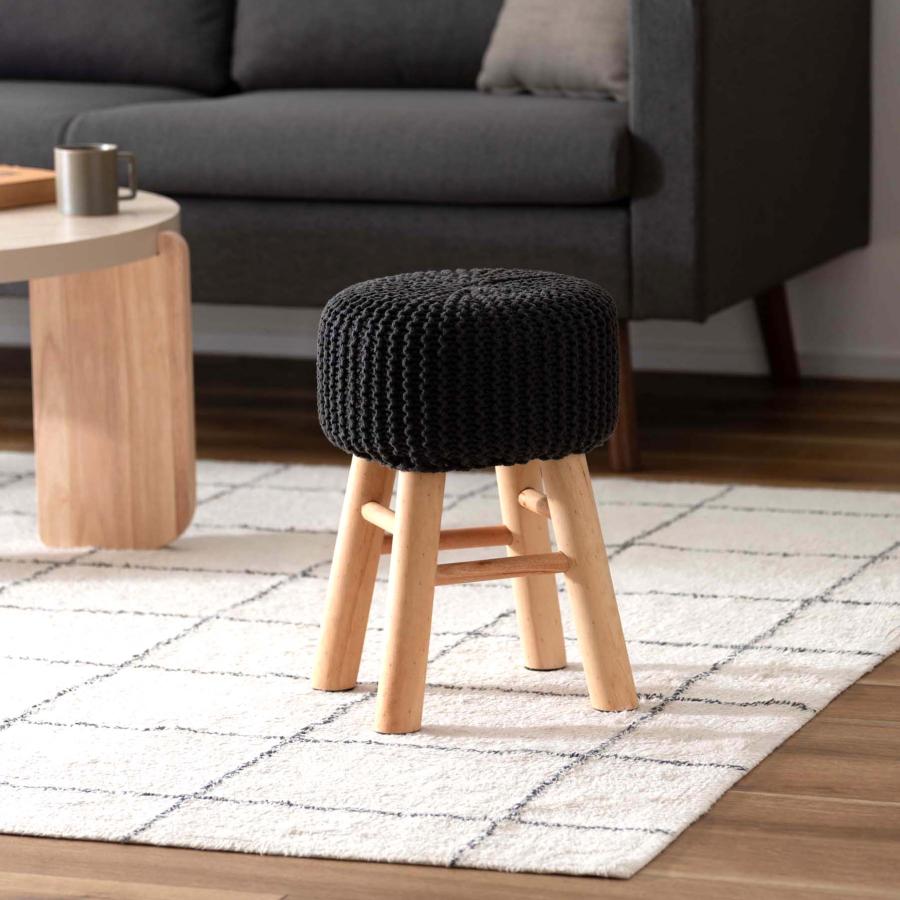 スツール おしゃれ ニット風 天然木 パイン 北欧 かわいい カフェ風 椅子 イス 円形 丸形 丸イス 軽量 持ち運び リビング ダイニング 寝室 玄関 高さ40cm |  | 13