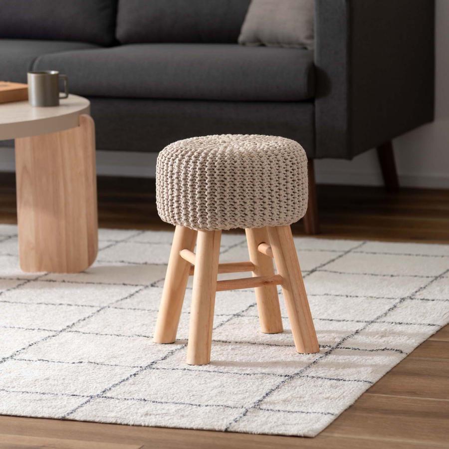 スツール おしゃれ ニット風 天然木 パイン 北欧 かわいい カフェ風 椅子 イス 円形 丸形 丸イス 軽量 持ち運び リビング ダイニング 寝室 玄関 高さ40cm |  | 14