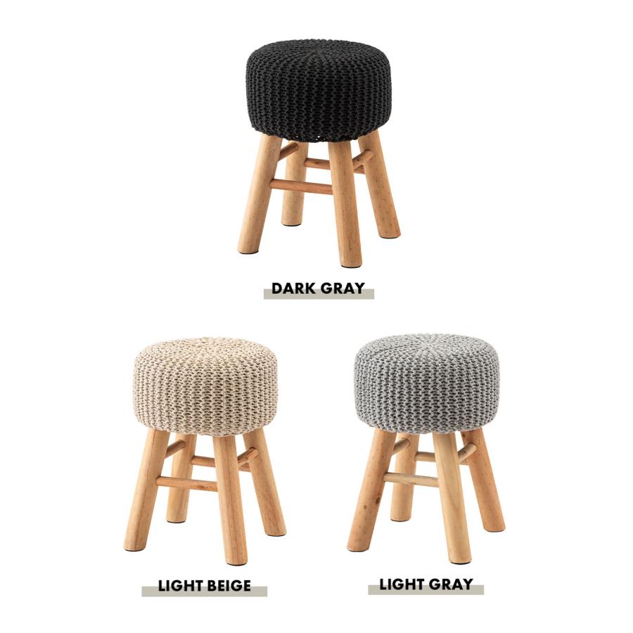 スツール おしゃれ ニット風 天然木 パイン 北欧 かわいい カフェ風 椅子 イス 円形 丸形 丸イス 軽量 持ち運び リビング ダイニング 寝室 玄関 高さ40cm |  | 10