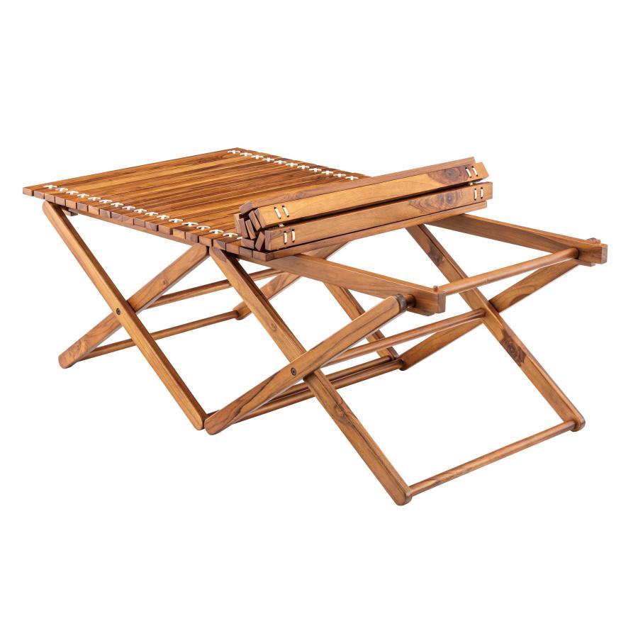 ロールトップテーブル 折りたたみテーブル フォールディング 木製 天然木 チーク 本革 組立式 工具不要 アウトドア キャンプ レジャー BBQ イベント テラス |  | 02