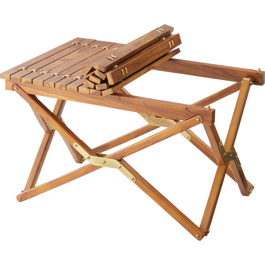 ロールトップテーブル 折りたたみテーブル フォールディング 木製 天然木 チーク 本革 組立式 工具不要 アウトドア キャンプ レジャー BBQ イベント テラス |  | 02