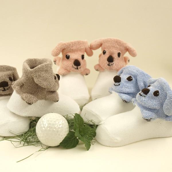 靴下 かわいい 手のひらサイズ ワンチャン 耳や足が飛び出た 立体 ソックス 子犬 3Dsocks | 