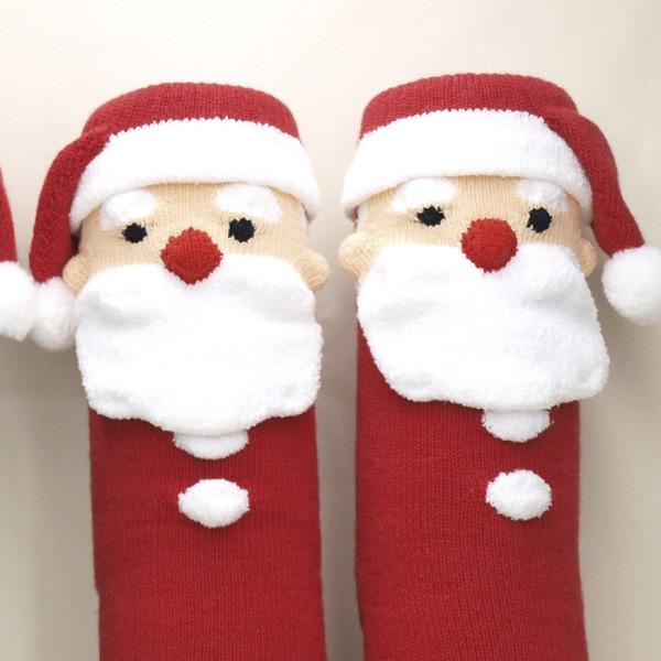 婦人靴下 クリスマス サンタクロース レディースクルーソックス 3D