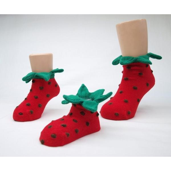 靴下 ベビー  かわいい ソックス イチゴ 新生児 サイズ展開SS/SM/S/LL ギフト プレゼント 滑り止め 女の子 赤ちゃん 出産祝 送料無料 日本製 3D socks mintbaby | 