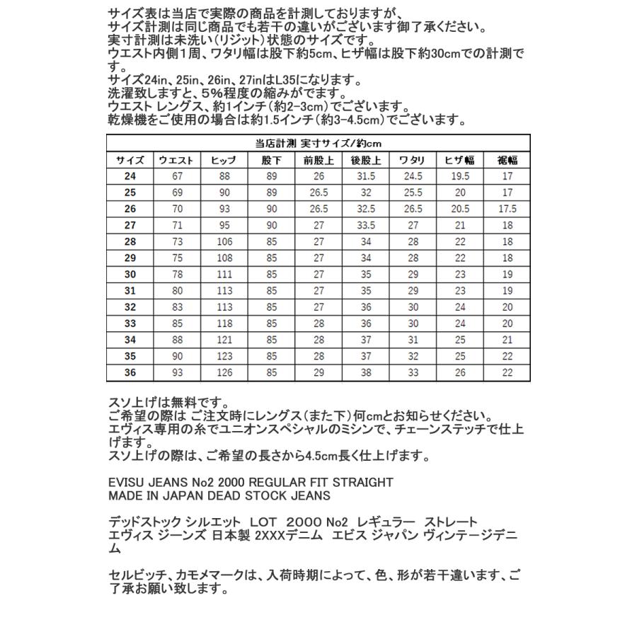 EVISU エヴィスジーンズ24〜36inユーロカモメ No2 2000 EVISU エヴィスジーンズ24〜36inユーロカモメ No2 2000