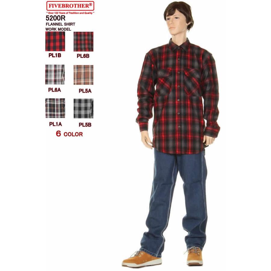 FIVEBROTHER FIVE BROTHER 5200R HEAVY FLANNEL WORK SHIRTS FIVEBROTHER FIVE BROTHER 5200R HEAVY FLANNEL WORK SHIRTS