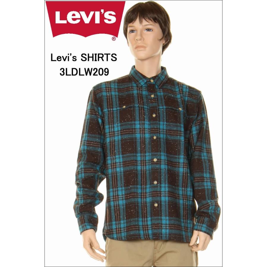 Levi's SHIRTS 3LDLW209 リーバイス シャツ ラディックウールミックスタータンチェックシャツ ブルー×ブラウン 長袖チェックシャツ｜3love