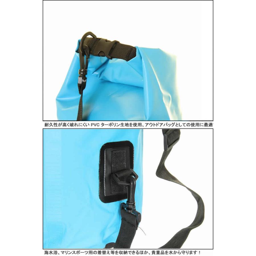 防水バッグ WATER PROOF BAG 10L 2-WAY 多機能防水バッグ ドライバッグ 防災バッグ SUP カヤック サーフィン カヌー アウトドア 釣り 海水浴 水泳 ドラム型｜3love｜05