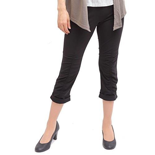 話題の行列 レギンスパンツ通販の東京繊維商会 接触冷感 涼しい クロップド パンツ レディース ウエストゴム 速乾ドライ 吸汗 紫外線カット ブラック 3ｌ ボトムス パンツ