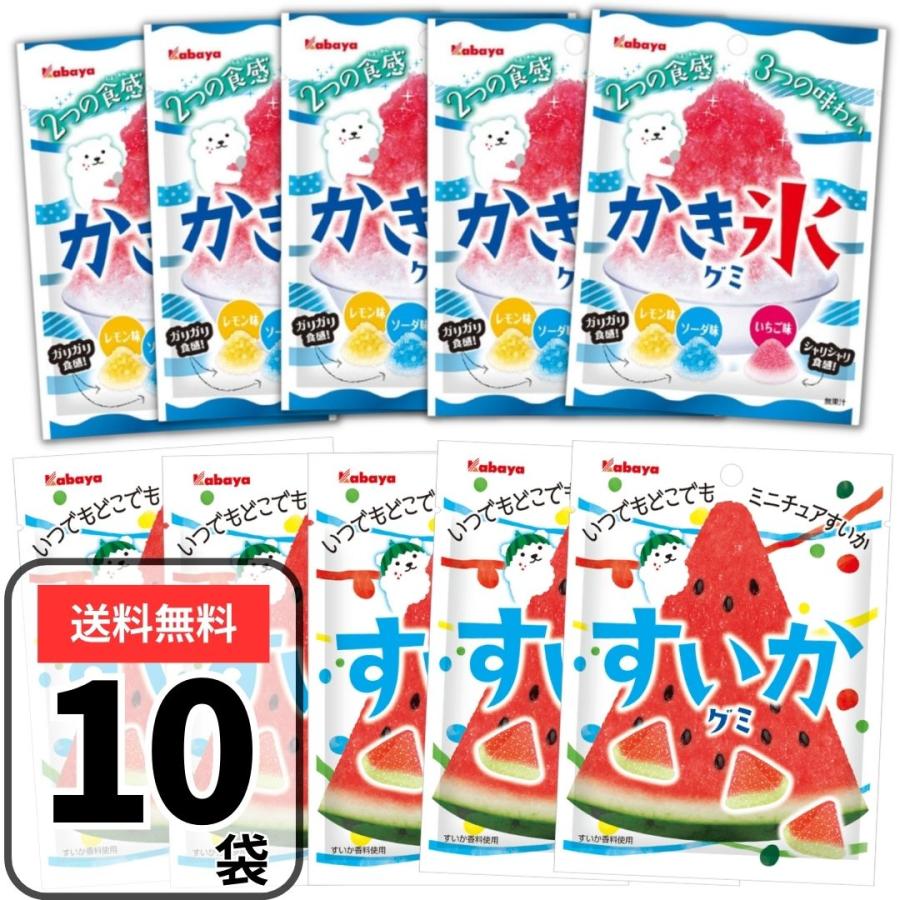 Kabaya すいかグミ かき氷グミ アソート 食べ比べセット 各5袋 計10袋