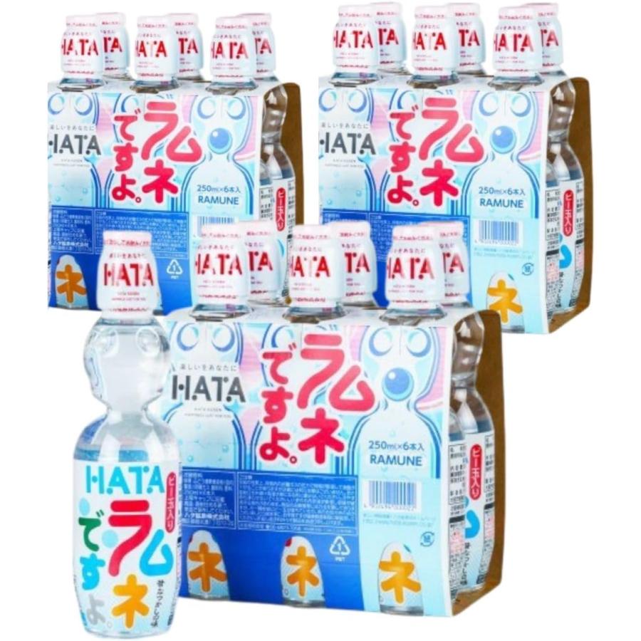 ハタ鉱泉 ラムネ ペットボトル 飲料 250ml 18本 (6P×3セット） ビー玉