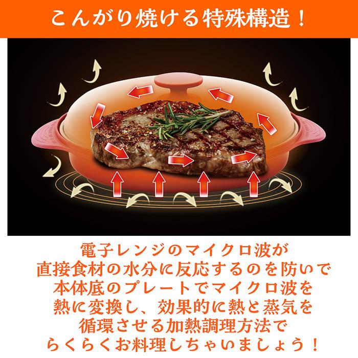 電子レンジ 調理器 らくらくクック 浅型 グリルタイプ 一台八役 焼く 炒める 茹でる 煮る 蒸す 炊く 温めなおす アレンジ フタ付き レシピ付き RRK-MS |  | 02