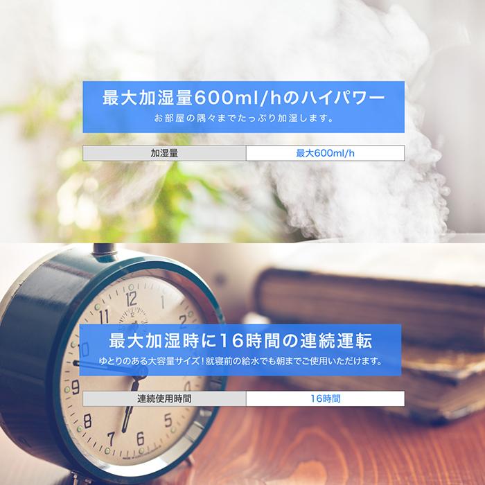 加湿器 大容量 スリム加湿器 ray-slim 10L 17畳対応 上部給水式 360°二