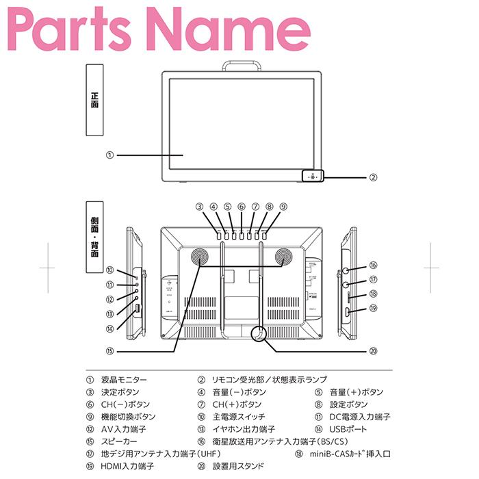 ポータブルテレビ 12.1インチ 3波チューナー搭載 地デジ BS CS ポータブルテレビ 12.1インチ 3波チューナー搭載 地デジ BS CS