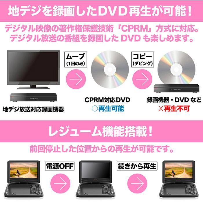 9インチ液晶付 ポータブルDVDプレーヤー OT-MFT90AK ポータブルDVDプレーヤー 9インチ モバイルバッテリー対応 地