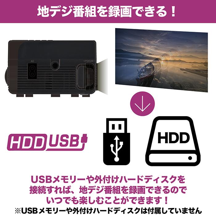 LEDプロジェクター 180インチ フルセグワンセグ自動切換 番組録画 DVD