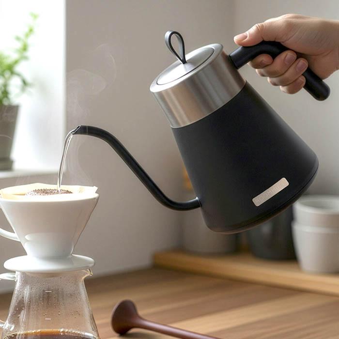 ケトル おしゃれ 電気ケトル ステンレス グースネック 電気ポット 0.75L デジタル表示 温度プリセット×5 空焚き防止機能 沸いたら自動オフ 1時間保温機能 |  | 05