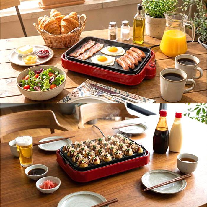 ホットプレート 3n1 グリル フラット たこ焼きプレート 1台3役 重ねて収納 コード収納 焼肉 餃子 お好み焼き RM-243TE |  | 06