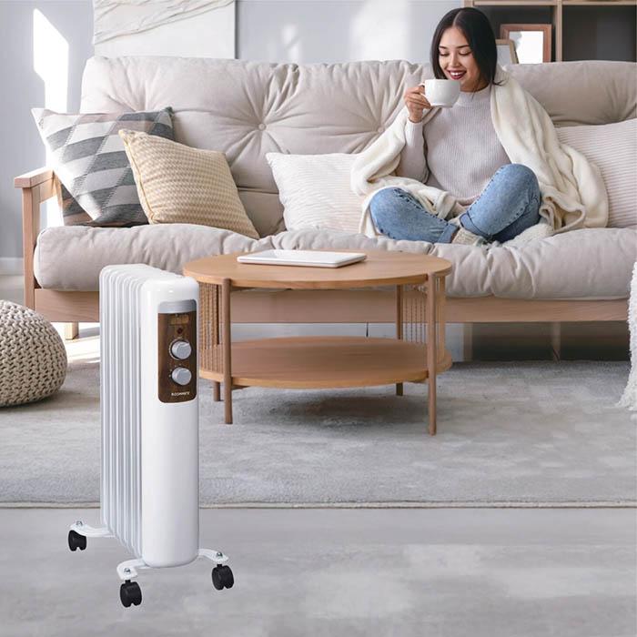 オイルヒーター ふく射熱方式 3段階温度設定 最大1200W サーモスタット