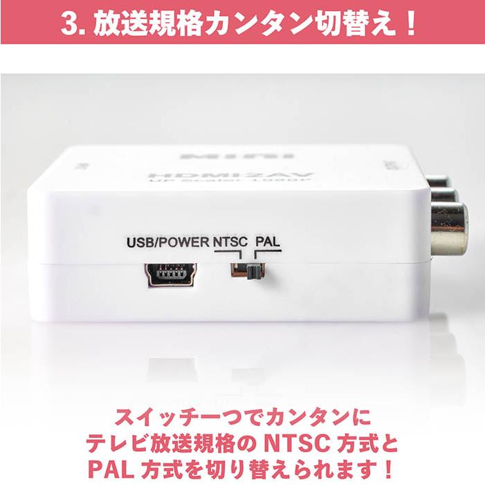 コンポジット変換器 HDMIからコンポジット変換器 HDMI→AV/RCA 720P/1080P対応