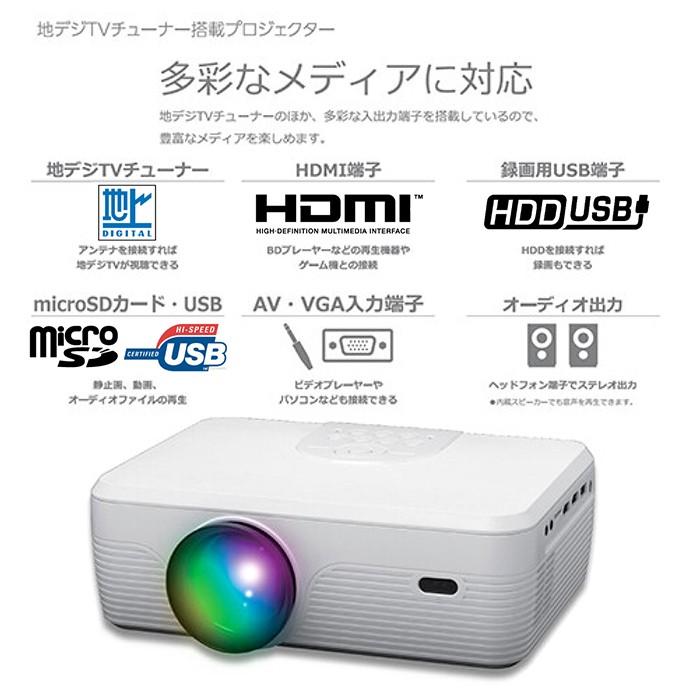 プロジェクター 地デジチューナー搭載 最大150インチ 大画面投影 ±15