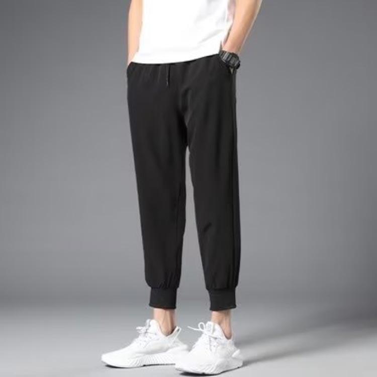 完成品 メンズ トレーニング アイスシルクロングパンツ 冷感 2枚 作業 ストレッチ 軽量 薄手 夏 スウェット 接触冷感 長ズボン アンクルパンツ パンツ エンスィート メンズ コットン100% ボトム パンツ 大きめ