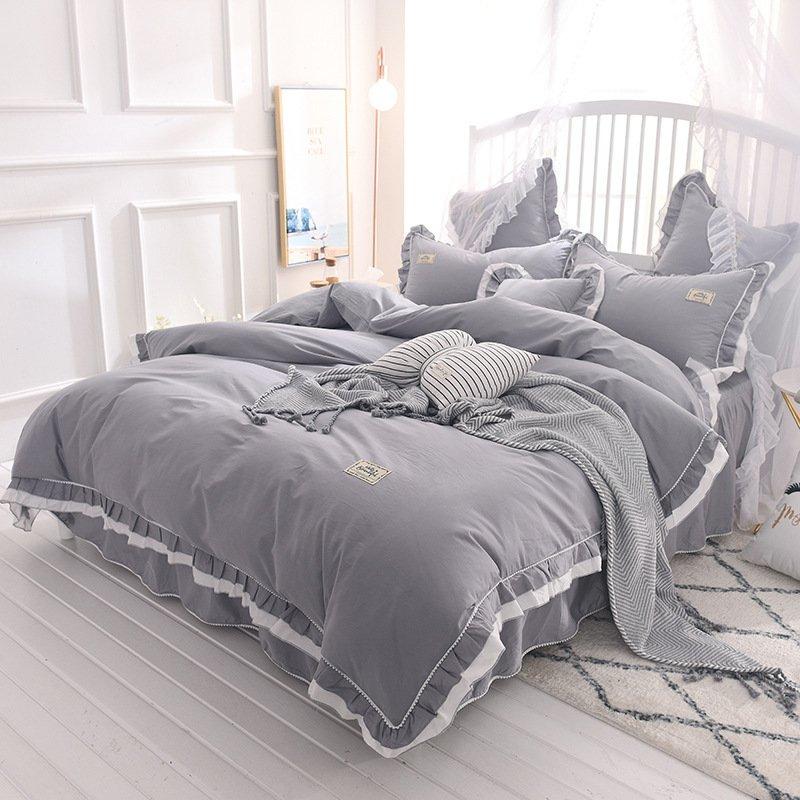 布団カバーベッドカバー寝具セット4点セットベッドカバー無地春秋掛け布団カバー寝具カバーダブルシングル綿柔らかい大人おしゃれ