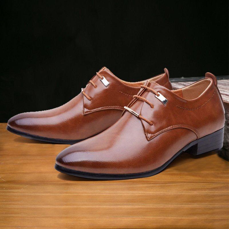 【高品質】紳士靴メンズポインテッドトゥシューズビジネスシューズマストアイテム定番ブラックフォーマル光沢ブラウン