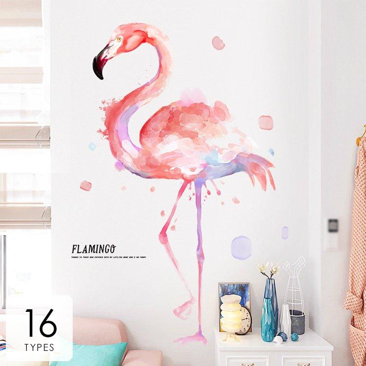 格安激安 雑貨インテリアルームデコウォールステッカー壁紙シール壁紙デコアニマルフラミンゴ花アート