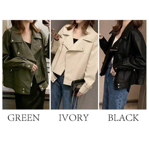 レザージャケット レザー アウター ショート丈 きれいめ かっこいい クール レディース 秋冬 ブラック アイボリー 革ジャン レザージャケット カラー ブラック Vest Doctum Edu Br