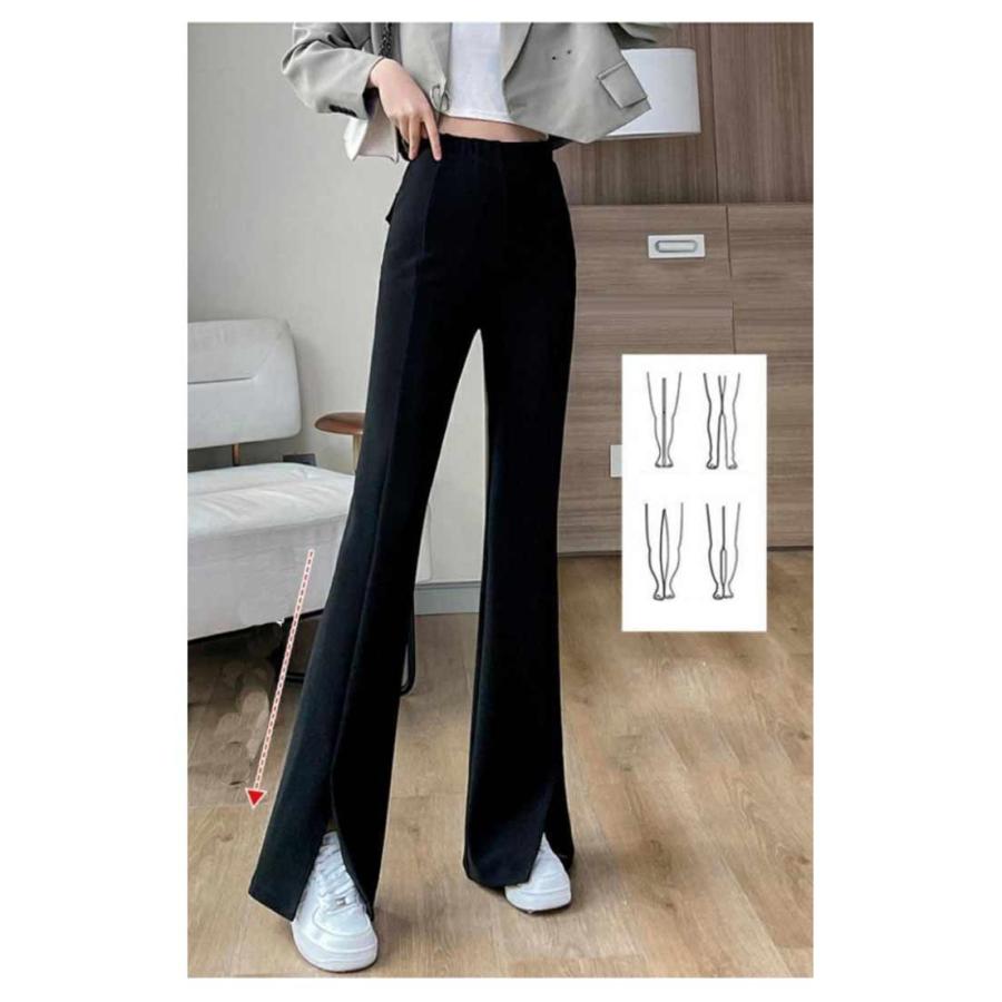 パンツ センターシーム レディース フレア スリット センター