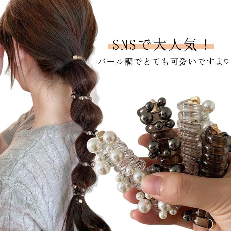 コイルポニー 3個セット ロング ポニーフック ヘアアクセサリー