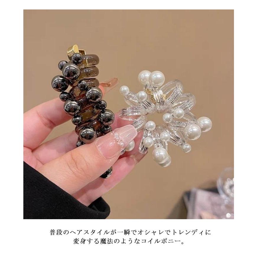 コイルポニー 3個セット ロング ポニーフック ヘアアクセサリー