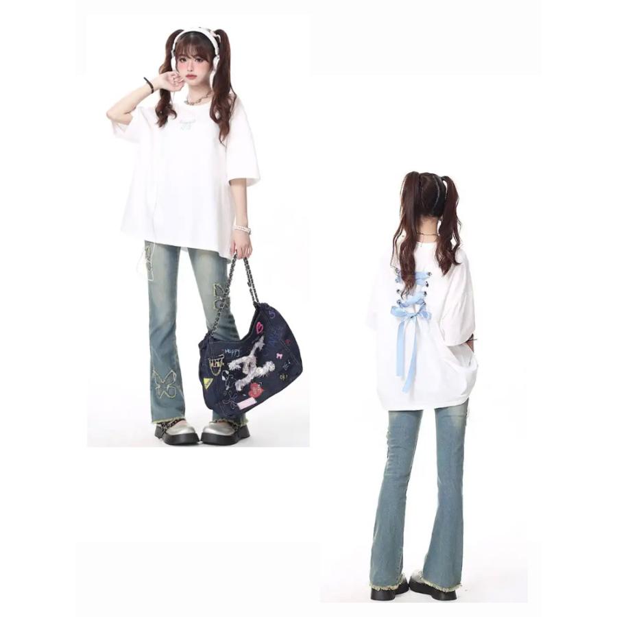 サブカル 半袖Tシャツ 服 コットン ゆったり かわいい レディース 