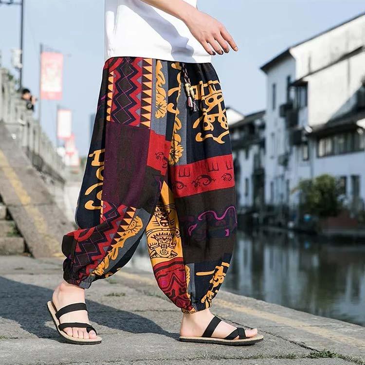 象柄パンツ アラジンパンツ ワイドパンツ レディース 袴パンツ