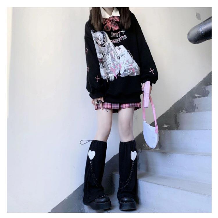 フード付き 病みかわいい レディース プリント かわいい パーカー 
