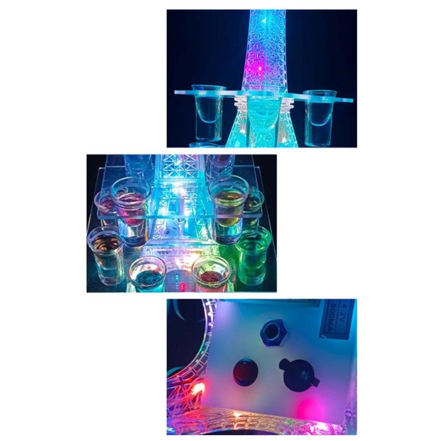 グラス12個付】LED酒グラス棚 テキーラ観覧車 タワー型 USB充電 グラス12個付】LED酒グラス棚 テキーラ観覧車 タワー型 USB充電