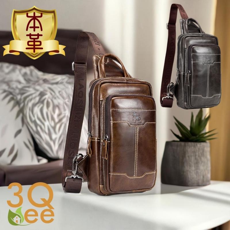 本革ボディバッグ 大容量 ボディバッグ メンズ 牛革 レザー アウトドア
