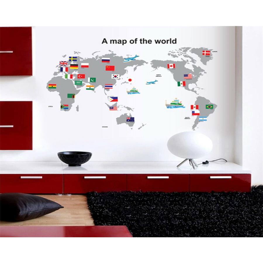 ウォールステッカー 世界地図 壁紙 シール 賃貸OK はがせる 剥がせる DIY 模様替え インテリア ワールド マップ 国旗 フラッグ ネイション nation map world… | ブランド登録なし | 05