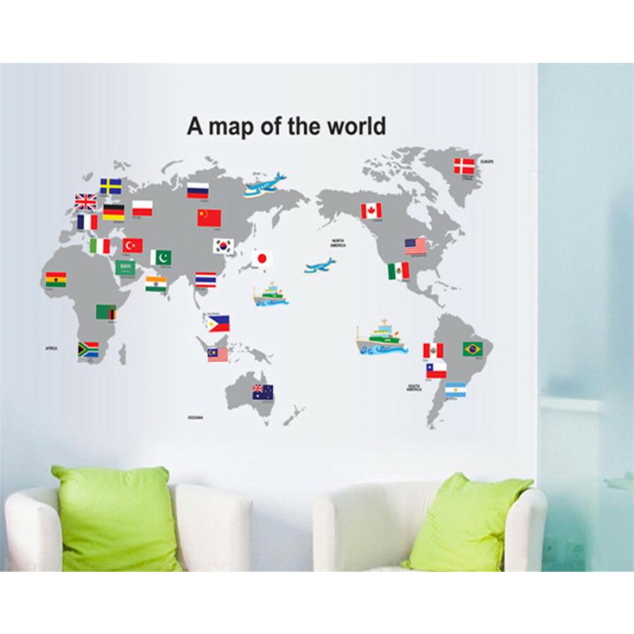 ウォールステッカー 世界地図 壁紙 シール 賃貸OK はがせる 剥がせる DIY 模様替え インテリア ワールド マップ 国旗 フラッグ ネイション nation map world… | ブランド登録なし | 06